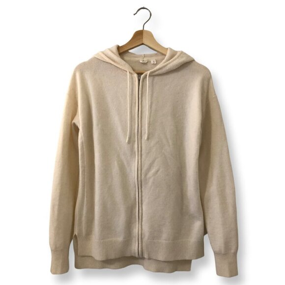 3/$25 ❥ GAP Wool Blend Off-White Zip-Up Hooded Sweater Size Small Cabincore Y2K - Picture 2 of 9